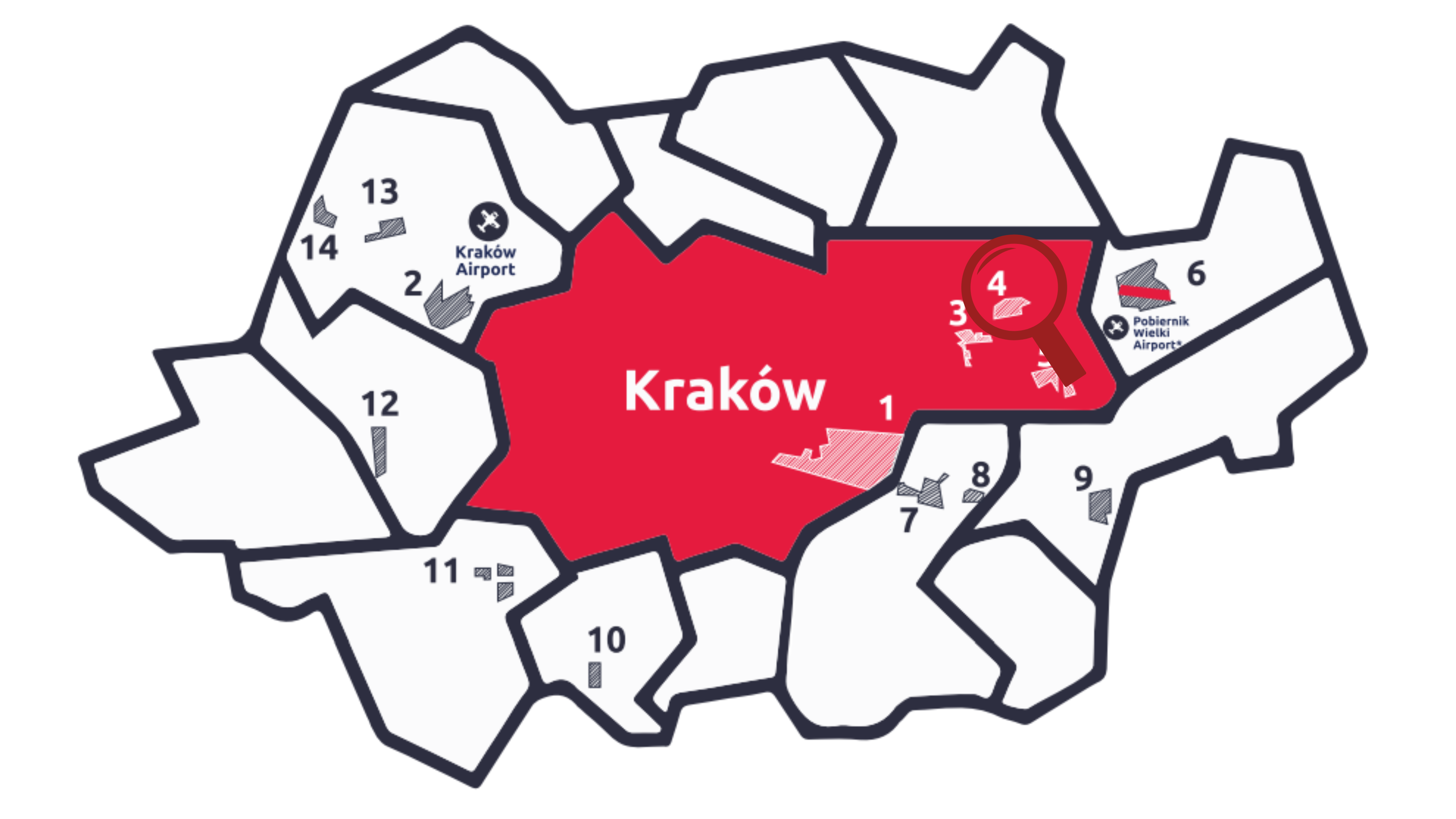 Mapa terenów Metropolii Krakowskiej